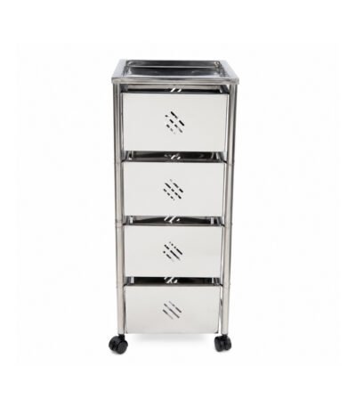 SKB Brand 4 Layer Stainless Steel Boxed Vegetable Rack for kitchen storage Durable 4 tier stainless steel boxed vegetable rack by SKB Brand SKB 4 layer stainless steel rack filled with fresh vegetables and fruits Premium stainless steel mesh boxed basket design of SKB 4 layer vegetable rack Dimensions and structure of SKB 4 layer stainless steel kitchen organizer rack