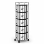 SKB Stainless Steel Vegetable Rack Round 4 and 5 Layer SKB 4 Layer Round Stainless Steel Vegetable Rack SKB 5 Layer Round Stainless Steel Vegetable Rack SKB Vegetable Rack 360 Degree Caster Wheels SKB Stainless Steel Kitchen Storage Trolley with Wheels
