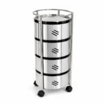SKB Stainless Steel Vegetable Rack Round 4 and 5 Layer SKB 4 Layer Round Stainless Steel Vegetable Rack SKB 5 Layer Round Stainless Steel Vegetable Rack SKB Vegetable Rack 360 Degree Caster Wheels SKB Stainless Steel Kitchen Storage Trolley with Wheels