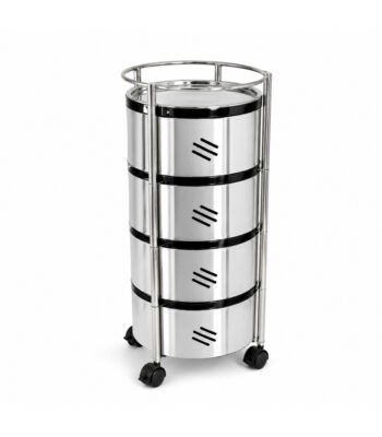 SKB Stainless Steel Vegetable Rack Round 4 and 5 Layer SKB 4 Layer Round Stainless Steel Vegetable Rack SKB 5 Layer Round Stainless Steel Vegetable Rack SKB Vegetable Rack 360 Degree Caster Wheels SKB Stainless Steel Kitchen Storage Trolley with Wheels