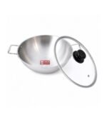 Stainless Steel 3 Layer Wok With Glass Lid