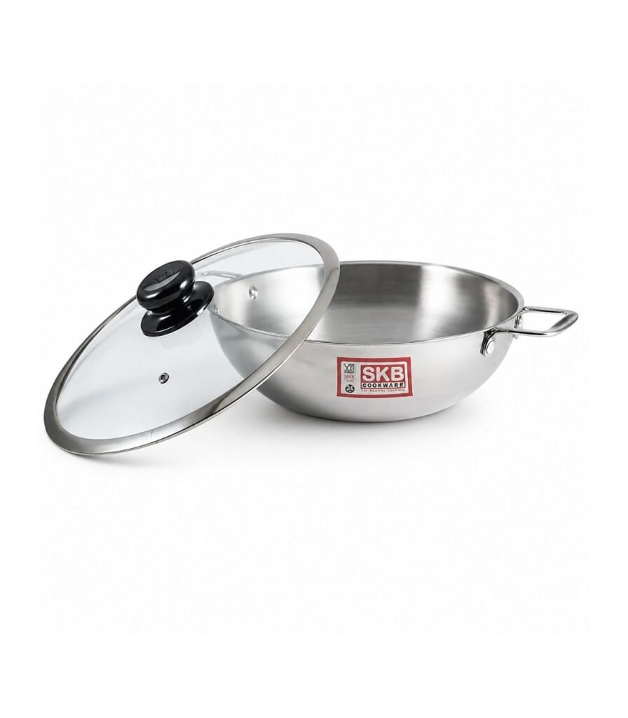 Stainless Steel 3 Layer Wok With Glass Lid